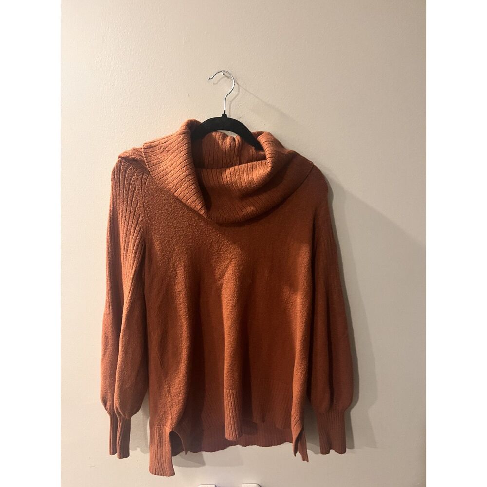 Anthropologie Paloma Burnt Orange Bishop Sleeve Cowl Neck Size Small